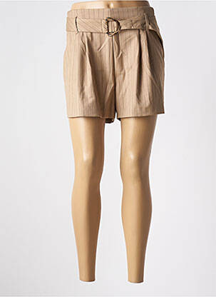 Short taille à pinces taille haute beige MORGAN femme