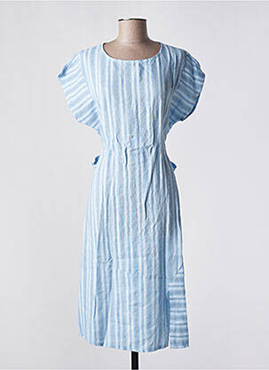 Robe courte manches courtes manches courtes bleu BLANC BOHEME femme