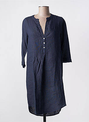Robe mi-longue manches 3/4 manches 3/4 bleu BLANC BOHEME femme