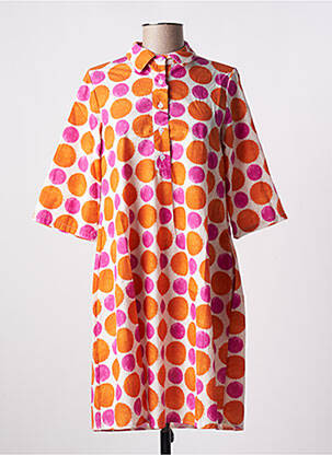 Robe courte manches 3/4 manches 3/4 orange BLANC BOHEME femme