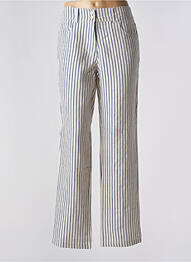 Pantalon droit tissage crêpe taille normale bleu BLANC BOHEME femme