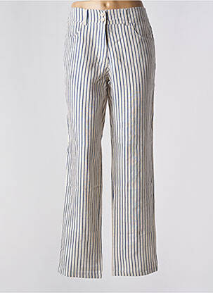Pantalon droit tissage crêpe taille normale bleu BLANC BOHEME femme