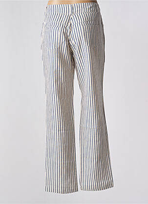 Pantalon droit tissage crêpe taille normale bleu BLANC BOHEME femme