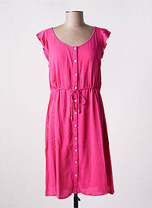 Robe mi-longue manches courtes manches courtes rose BARANDI femme