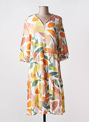 Robe mi-longue coupe fluide manches longues jaune M.X.O femme