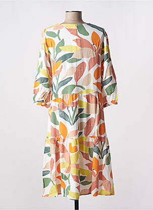 Robe mi-longue coupe fluide manches longues jaune M.X.O femme