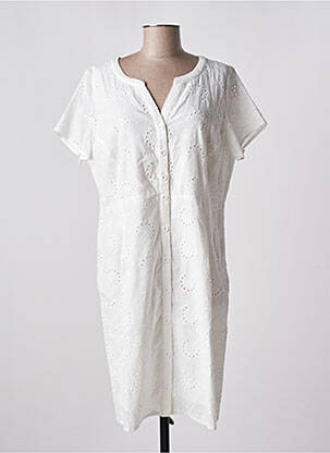 Robe mi-longue manches courtes manches courtes blanc BARANDI femme