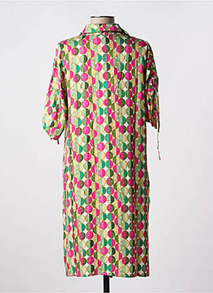 Robe mi-longue coupe fluide manches longues vert REVER MILE femme
