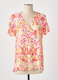 Blouse imprimé fleurs manches courtes orange TINTA STYLE femme