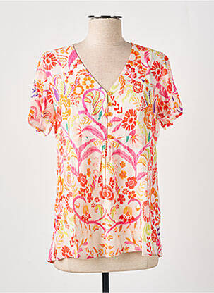 Blouse imprimé fleurs manches courtes orange TINTA STYLE femme