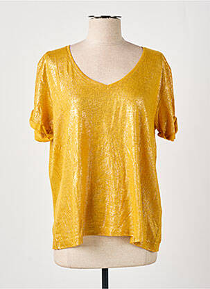 T-shirt col v manches courtes jaune LE PETIT BAIGNEUR femme