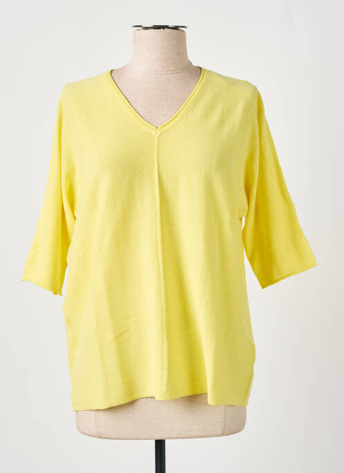 Pull col v manches courtes jaune MARBLE femme