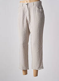 Pantalon 7/8 fermeture zippée sous rabat boutonné taille normale beige CHRISTINE LAURE femme