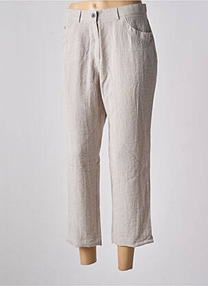Pantalon 7/8 fermeture zippée sous rabat boutonné taille normale beige CHRISTINE LAURE femme