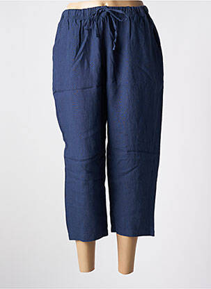 Pantacourt coupe droite taille normale bleu CHRISTINE LAURE femme