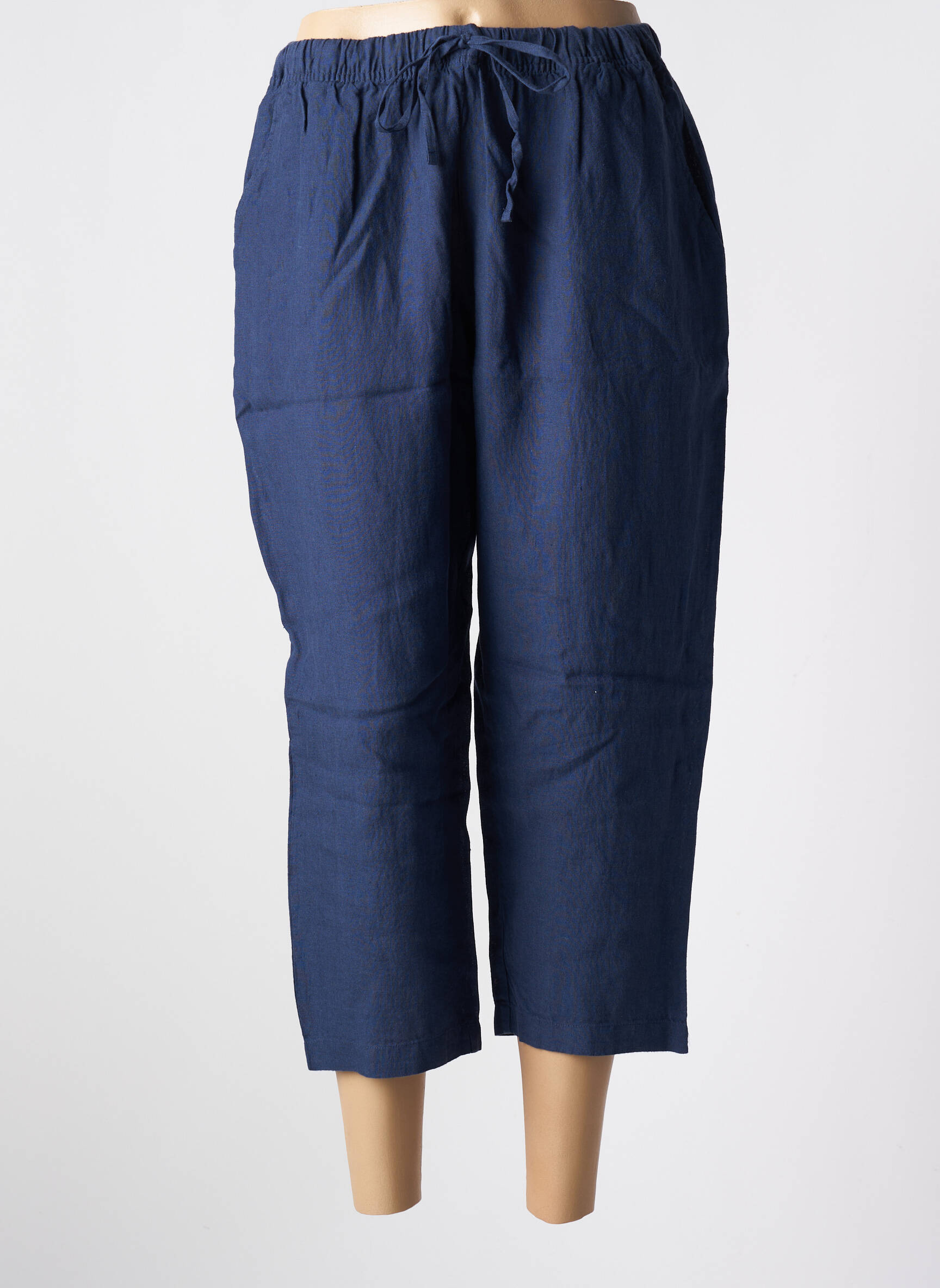 Pantacourt coupe droite taille normale bleu CHRISTINE LAURE femme