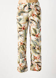 Pantalon droit tissage crêpe taille haute beige CHRISTINE LAURE femme