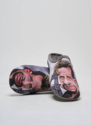 Chaussons/pantoufles impression bout rond gris LA MAISON DE L'ESPADRILLE homme