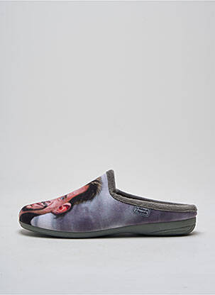 Chaussons/pantoufles impression bout rond gris LA MAISON DE L'ESPADRILLE homme