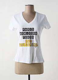 T-shirt coupe droite manches courtes blanc KAPITALES femme