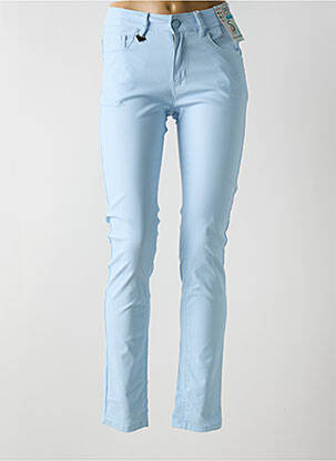 Pantalon slim tissage popeline taille normale bleu S.QUISE femme