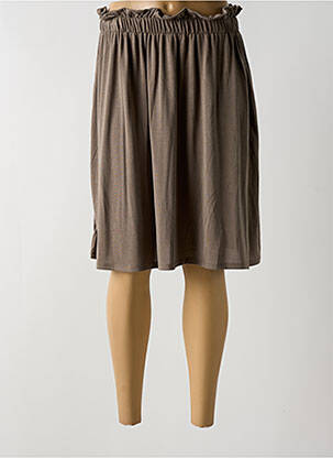 Jupe mi-longue stretch marron FELINO femme