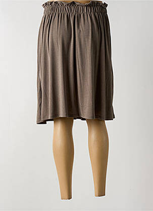 Jupe mi-longue stretch marron FELINO femme