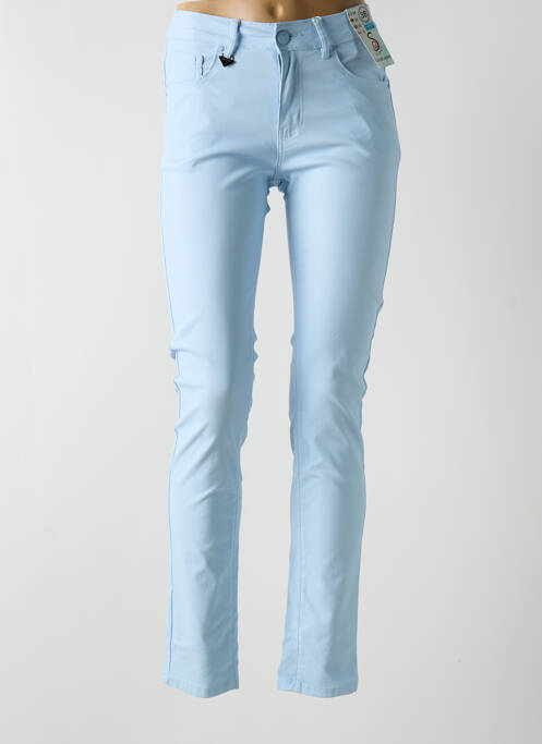 Pantalon slim tissage popeline taille normale bleu S.QUISE femme