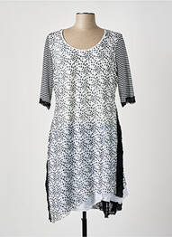 Robe mi-longue tissage crêpe manches courtes noir FRED SABATIER femme