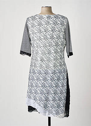 Robe mi-longue tissage crêpe manches courtes noir FRED SABATIER femme