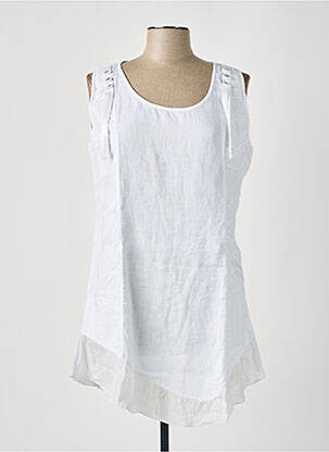 Tunique sans manche col rond blanc FRED SABATIER femme