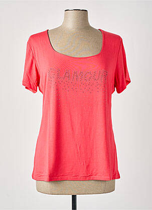 T-shirt sérigraphie avec strass manches courtes rose VANGO femme