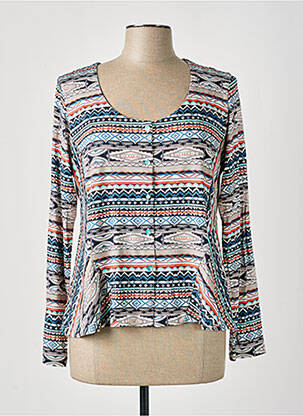 Veste casual col rond bleu POUSSIERE D'ETOLE femme