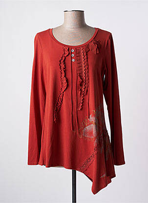 Top stretch manches longues marron DECA femme