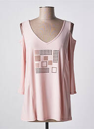 Top tissage jersey manches longues rose DECA femme