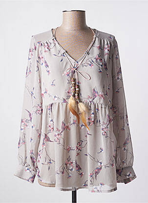 Blouse imprimé fantaisie manches longues gris SUN LIGHT femme