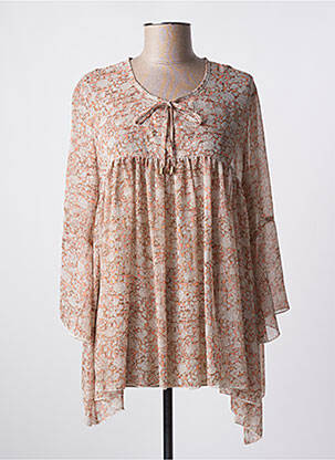 Blouse légère et transparente manches longues beige SUN LIGHT femme