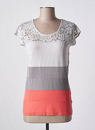 Top stretch manches courtes gris MARBLE femme