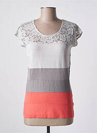 Top stretch manches courtes gris MARBLE femme