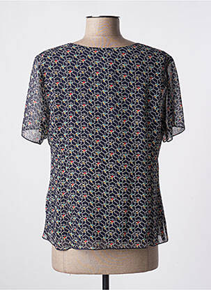 Top tissage crêpe manches courtes bleu GEVANA femme