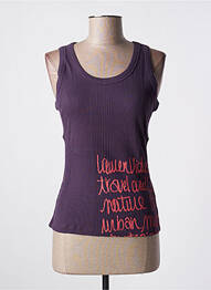 Top stretch sans manche violet LAUREN VIDAL femme