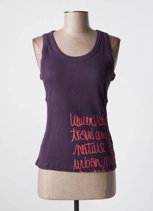 Top stretch sans manche violet LAUREN VIDAL femme