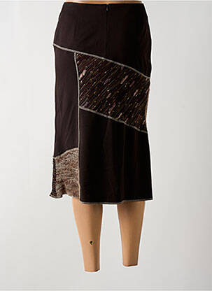 Jupe mi-longue coupe droite évasée sur le bas marron CHRISTINE LAURE femme
