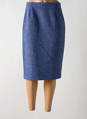 Jupe mi-longue taille à pinces bleu WEINBERG femme