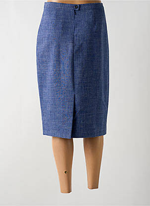 Jupe mi-longue taille à pinces bleu WEINBERG femme