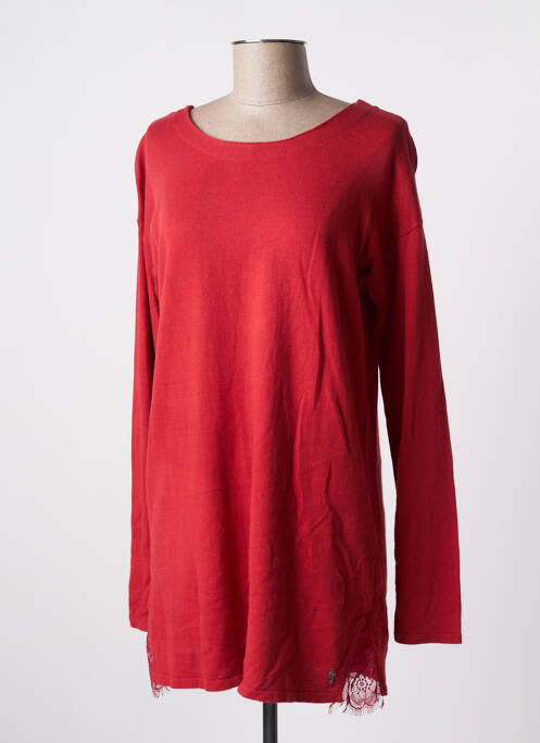 Robe pull stretch manches longues rouge AKELA KEY femme