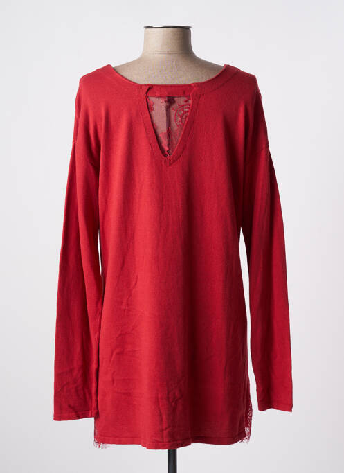 Robe pull stretch manches longues rouge AKELA KEY femme