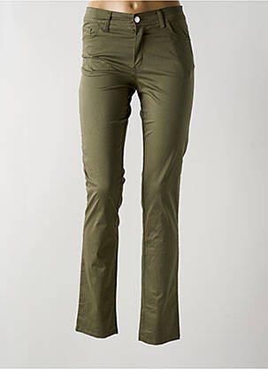 Pantalon slim tissage popeline taille normale vert COWEST femme