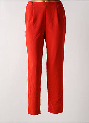 Pantalon droit tissage crêpe taille haute orange COWEST femme