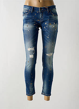 Jeans skinny effet usé délavé taille basse bleu BSB femme